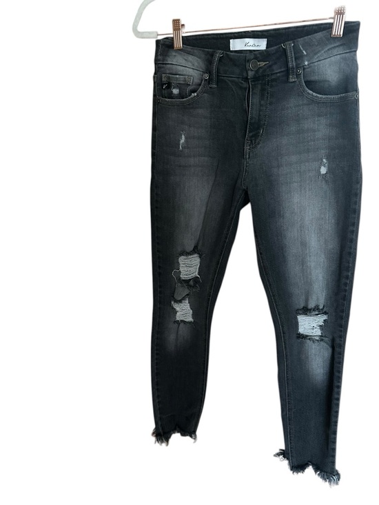 KanCan Denim - KanCan Distressed Black Skinny Jeans Raw Hem High Rise Size 7 27 Stretch